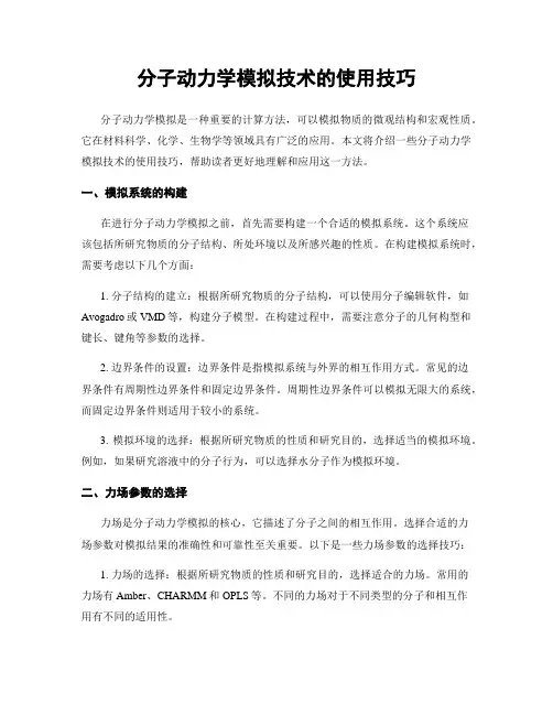 分子动力学模拟技术的使用技巧