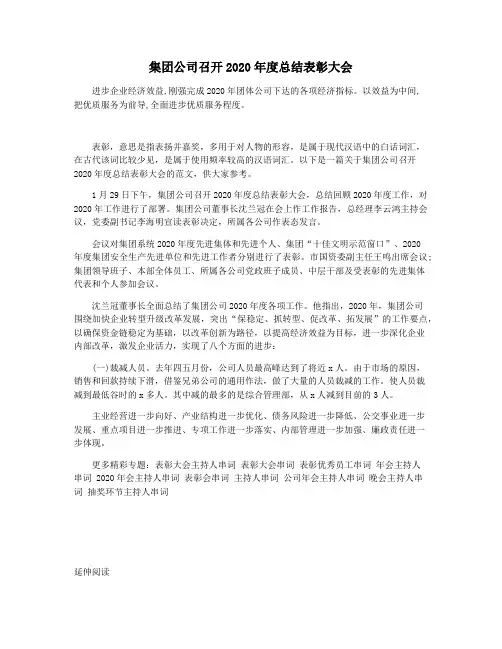 集团公司召开2020年度总结表彰大会