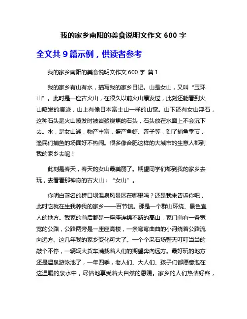 我的家乡南阳的美食说明文作文600字