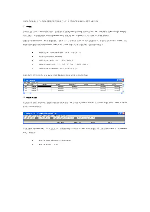 ZEMAX单透镜设计例子详细(多图)