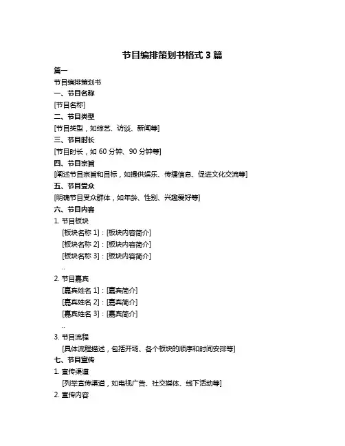 节目编排策划书格式3篇