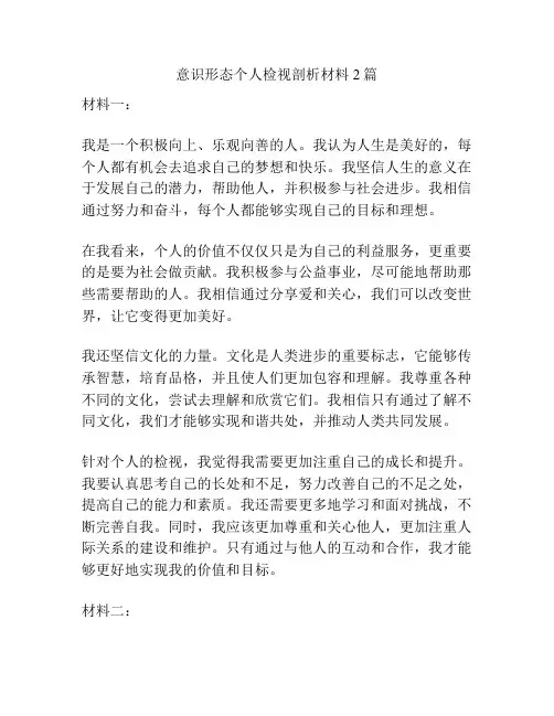 意识形态个人检视剖析材料2篇