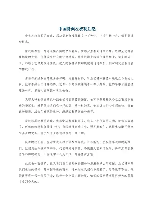 中国脊梁左权观后感