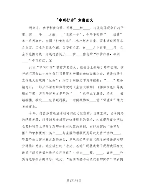 “净网行动”方案范文(2篇)