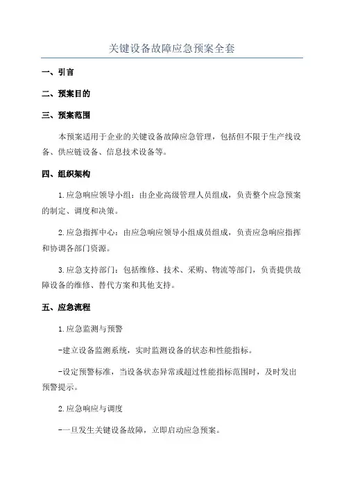 关键设备故障应急预案全套