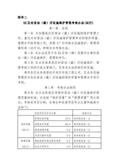 排水设施维护管理考核办法