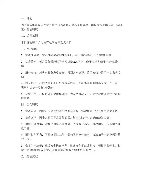 电商仓库发货人员奖惩制度范本