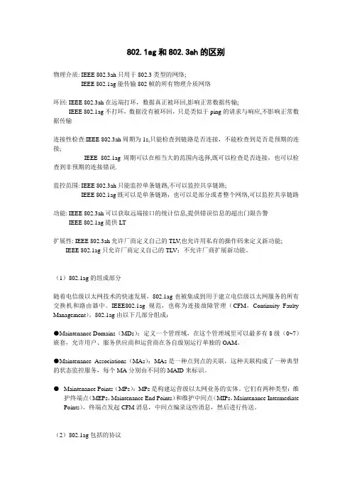 802.1ag和802.3ah的区别介绍