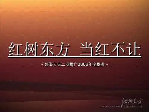 [深圳风火广告]红树东方地产项目推广正式提案