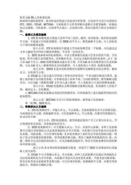 STS,3D3S,STCAD,MST2006,结构计算软件对比
