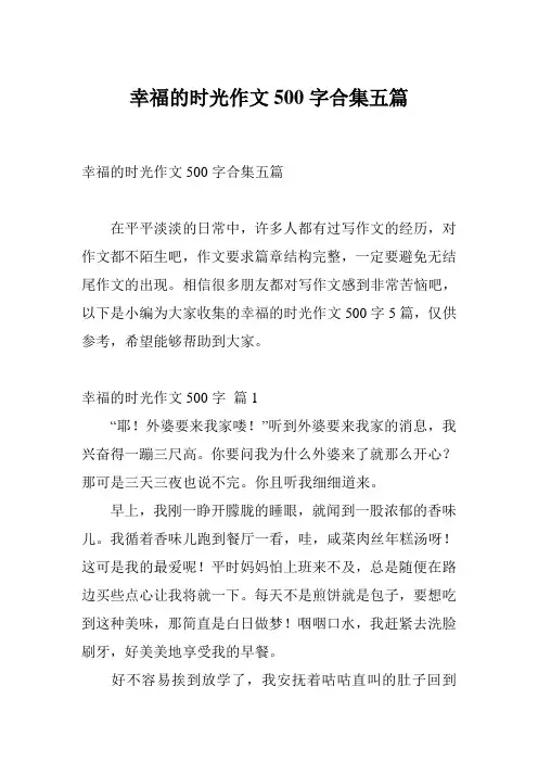 幸福的时光作文500字合集五篇