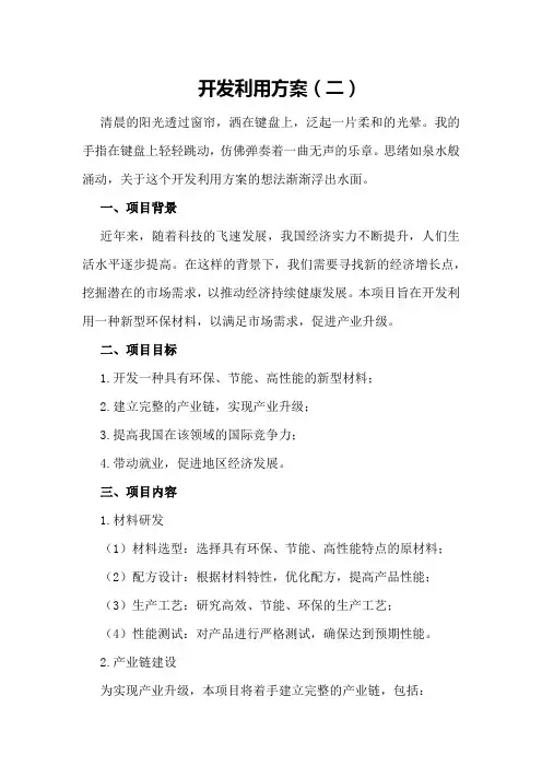 开发利用方案
