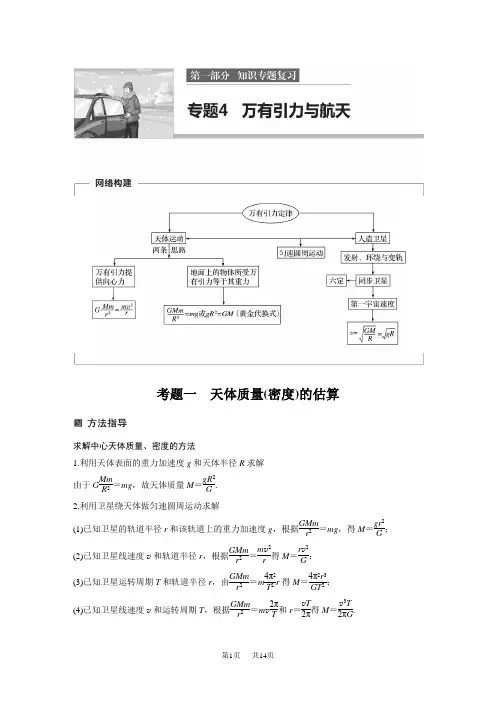 高考物理考题一 天体质量(密度)的估算