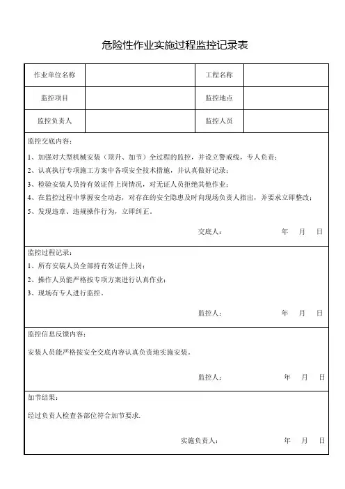 危险源作业实施过程监控记录表(完整版)