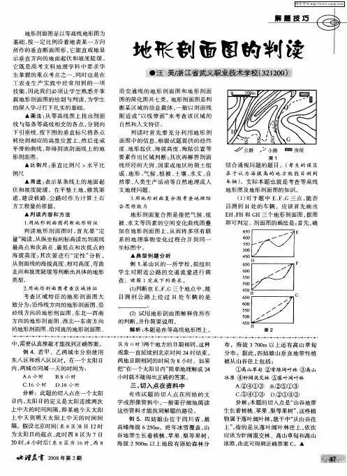 地形剖面图的判读