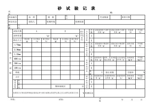 砂试验记录表