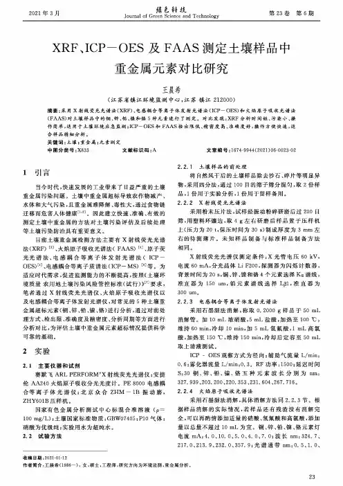 XRF、ICP-OES及FAAS测定土壤样品中重金属元素对比研究