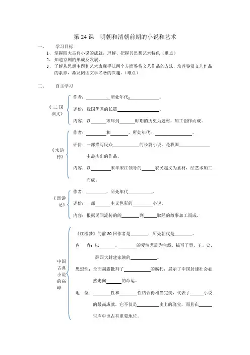 第24课  明朝和清朝前期的小说和艺术