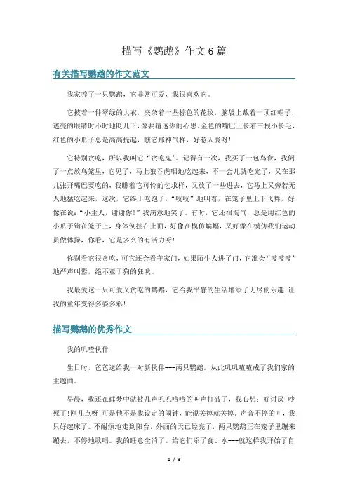 描写《鹦鹉》作文6篇
