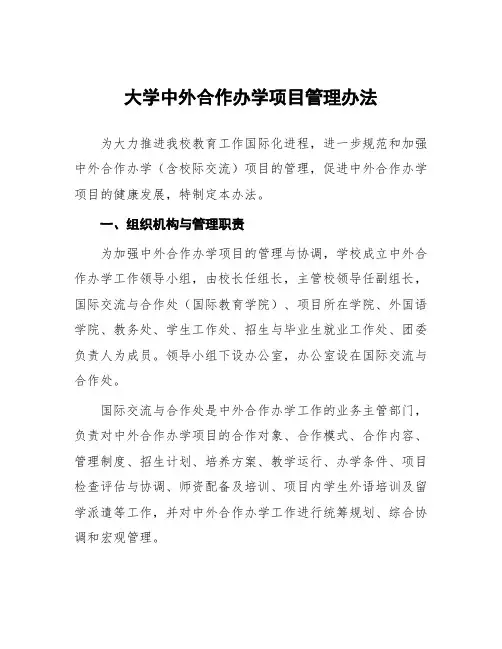 大学中外合作办学项目管理办法