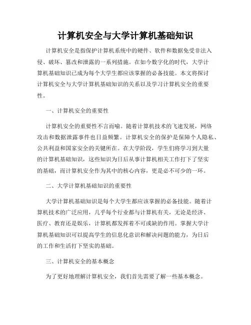 计算机安全与大学计算机基础知识