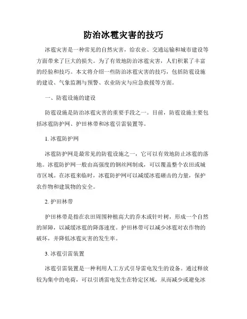 防治冰雹灾害的技巧