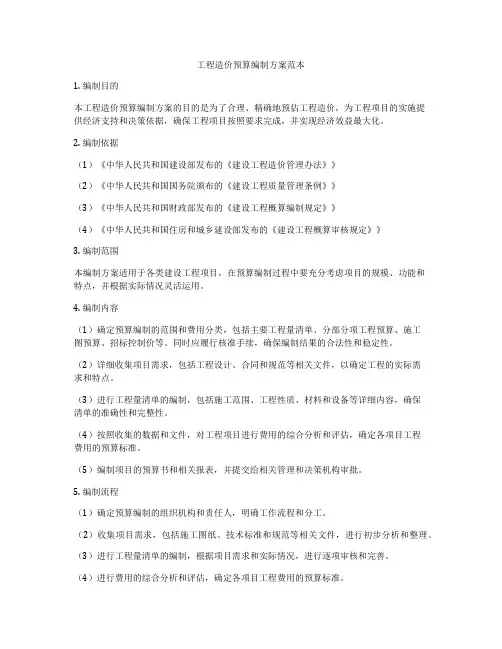 工程造价预算编制方案范本