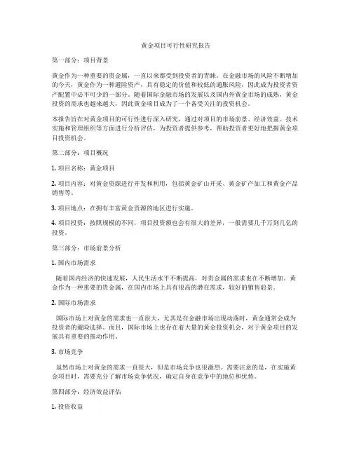 黄金项目可行性研究报告