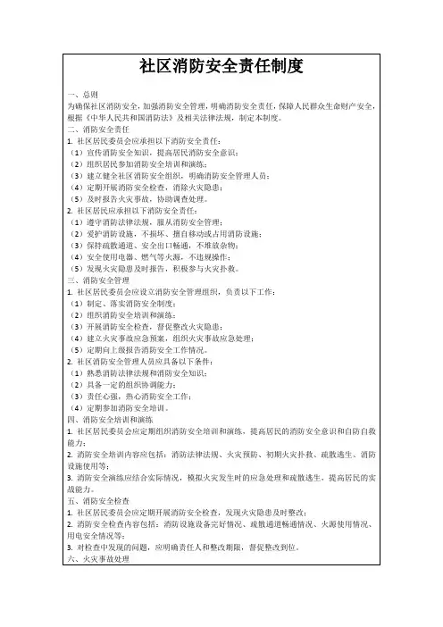 社区消防安全责任制度