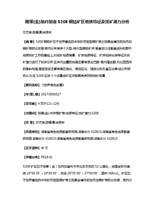 刚果(金)加丹加省5208铜钴矿区地质特征及找矿潜力分析