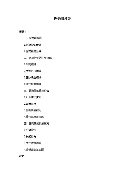 医药股分类