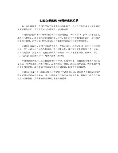 实践心得感想_特训营感想总结