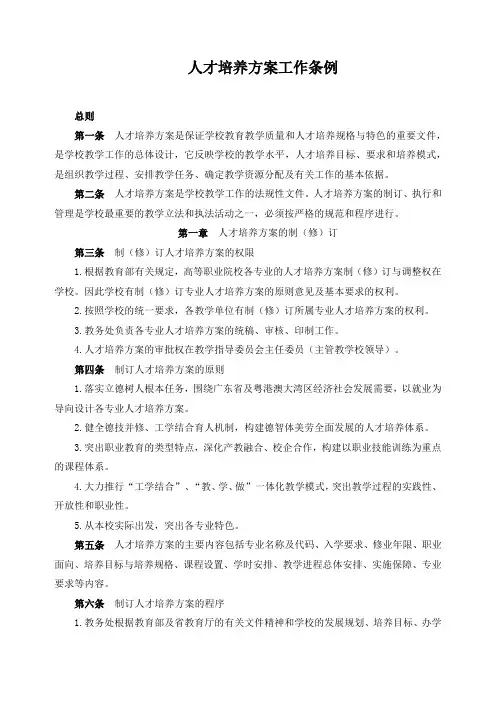 人才培养方案工作条例