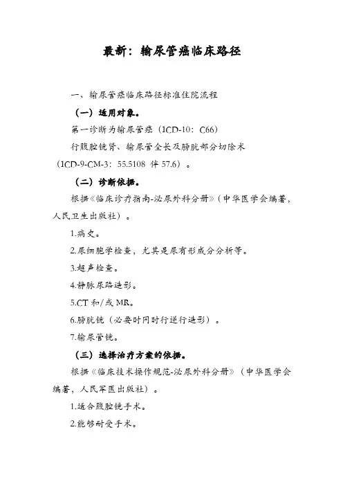 最新：输尿管癌临床路径