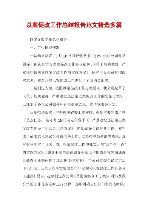 以案促改工作总结报告范文精选多篇