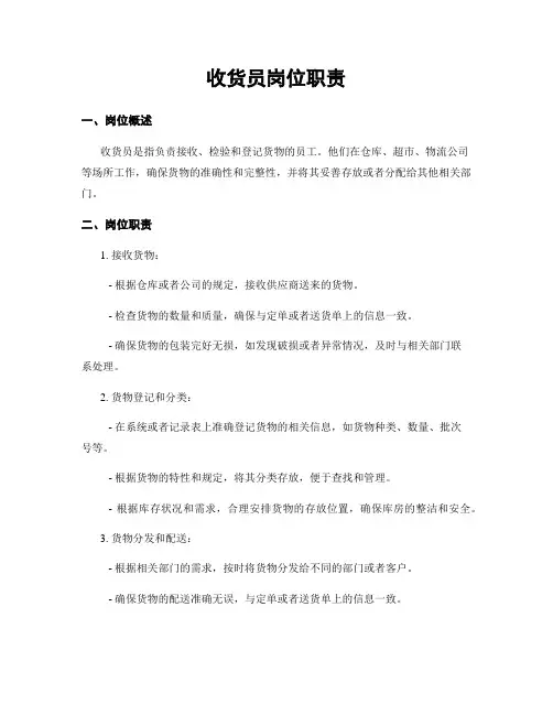 收货员岗位职责