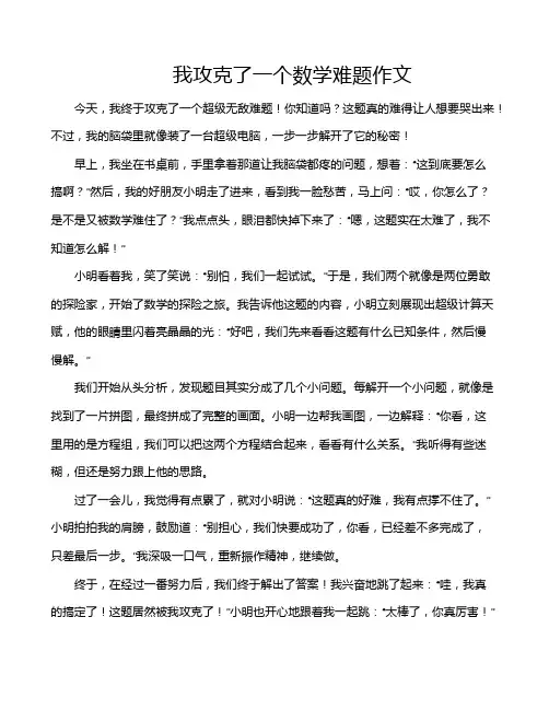 我攻克了一个数学难题作文