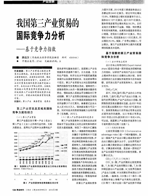 我国第三产业贸易的国际竞争力分析--基于竞争力指数