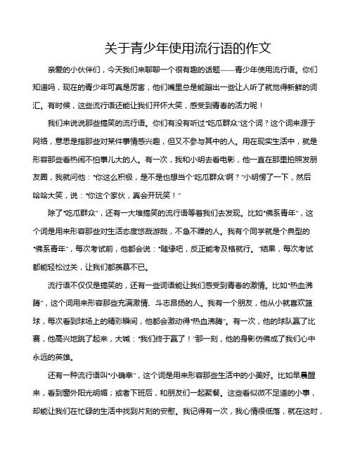 关于青少年使用流行语的作文
