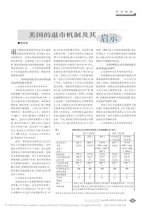 美国的退市机制及其启示