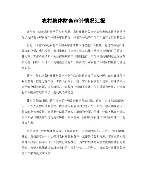 农村集体财务审计情况汇报