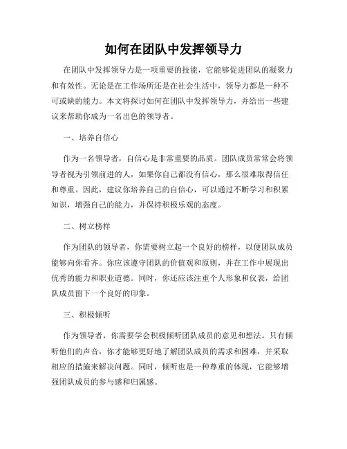 如何在团队中发挥领导力