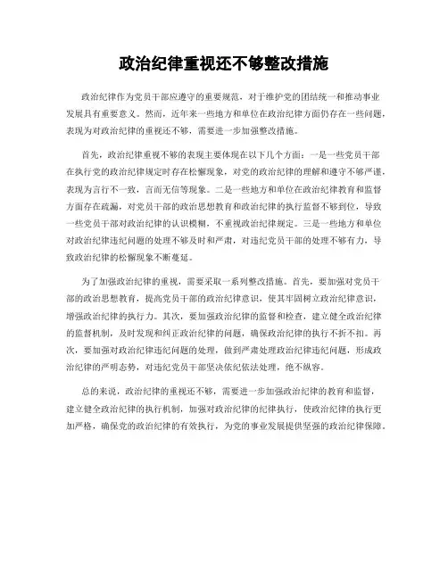 政治纪律重视还不够整改措施