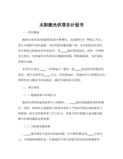 太阳能光伏项目计划书