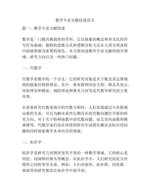 数学专业文献综述范文