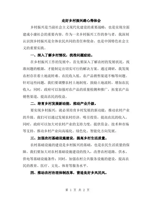 走好乡村振兴路心得体会