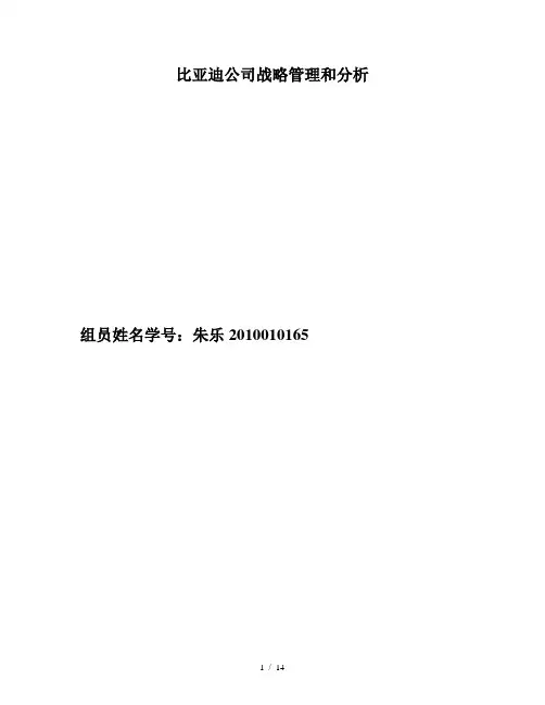 比亚迪战略管理与分析