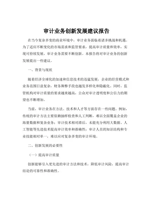 审计业务创新发展建议报告
