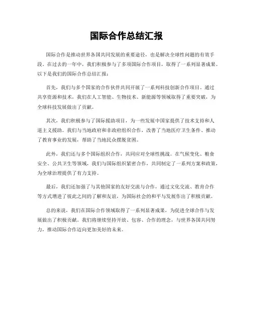 国际合作总结汇报