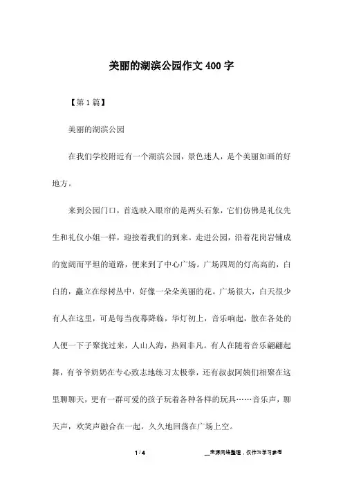 美丽的湖滨公园作文400字